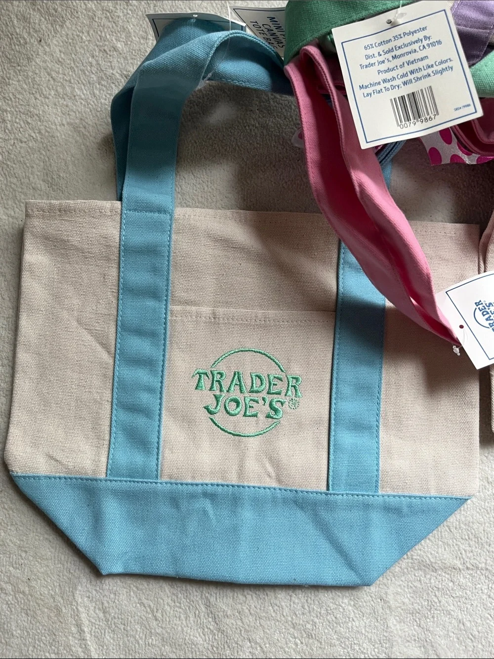 Trader Joe’s Mini Pastel Canvas Tote Set of 4, NWT